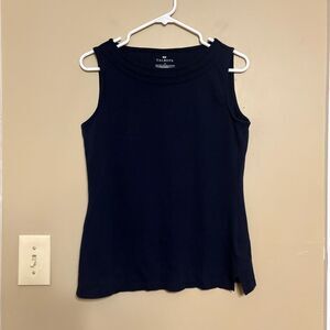 Talbots Women’s Navy Blue 100% Cotton Tank Top Medium Flaw